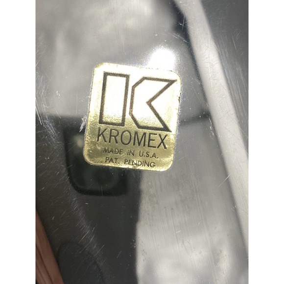 MCM Kromex Silver Serving Tray Bread Platter Chrome Brass Handles 17.5 x 6.5" - Picture 3 of 12